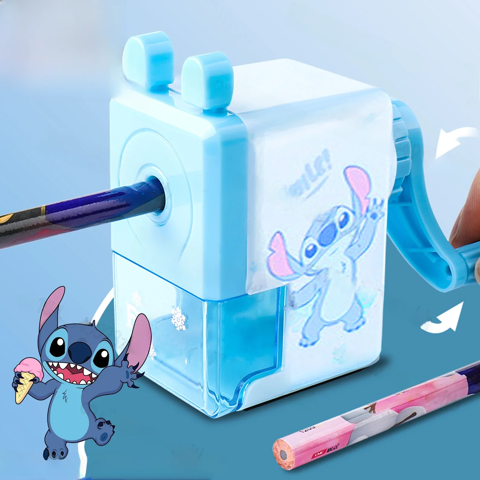 Niedliche Disney Stitch manuelle Bedienung Bleistift spitzer Schalter Bleistift spitzer Home Office