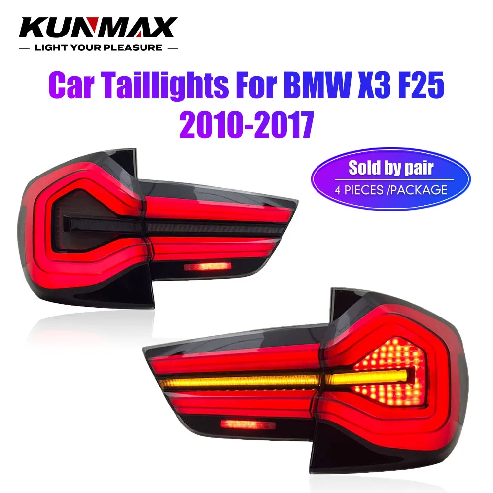 

Пара автомобильных задних фонарей в сборе для BMW X3 F25 2010-2017 светодиодные стоп-сигналы с мерцанием воды, задние фонари заднего хода, новый стиль