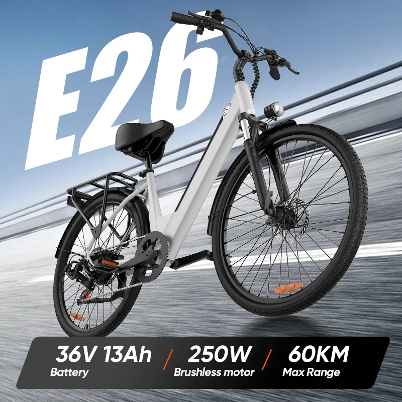 Elektrofahrrad Ulife E26 für Erwachsene, 36V 13Ah herausnehmbarer Akku, 26x2 Zoll Standardreifen, Suburban Elektrofahrrad