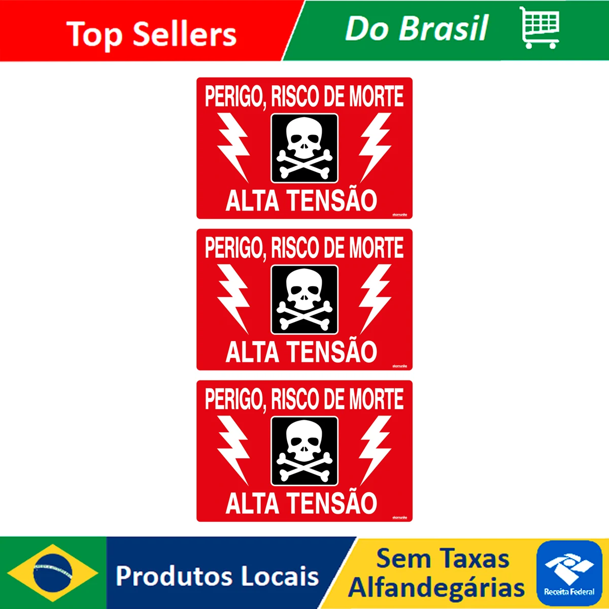 Combo 3 Signs Signs Danger Death Risk High Tension 30x20 Ekomunike - S-221 F9e