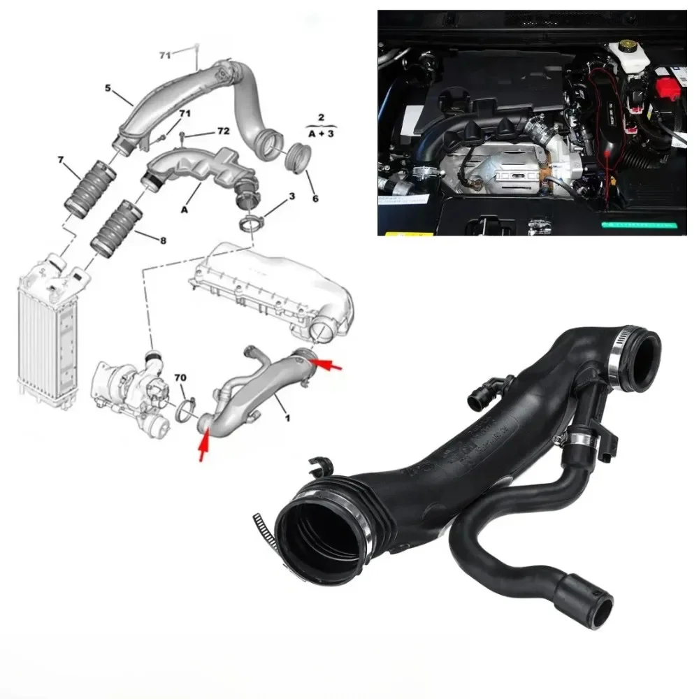 Wąż wlotu powietrza do samochodu Turbo 1440Q69811909980 Dla Peugeot 308 408 3008 5008 207 508 RCZ 1.6 16V Citroen C4 C4L C5 III DS5 Picasso — zdjęcie 2
