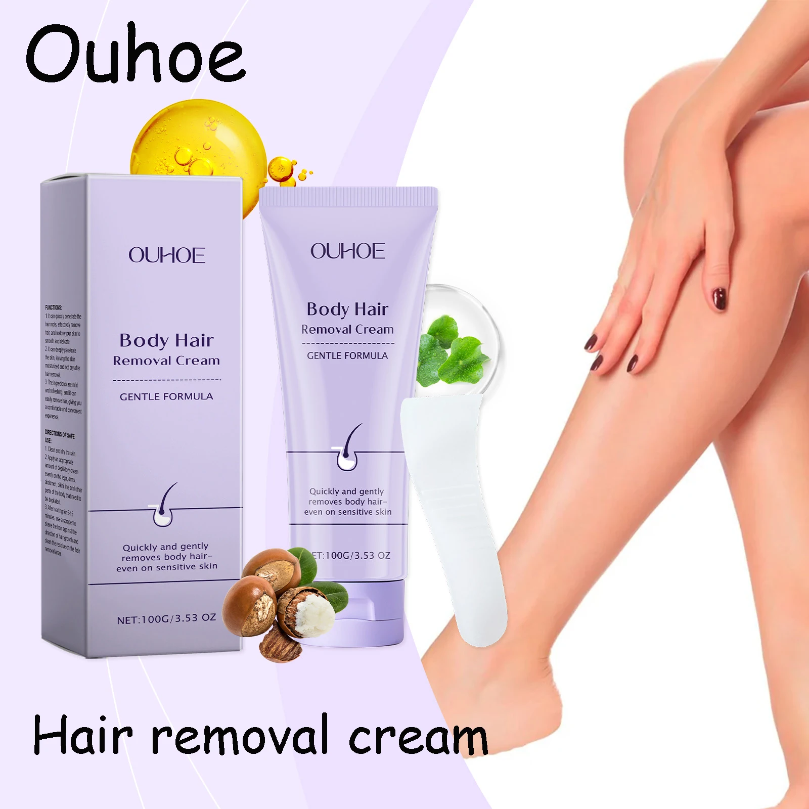 Ouhoe كريم إزالة شعر الجسم ترطيب لا ضيق الإغاثة الانزعاج تحسين نسيج الجلد تنعيم المسام تقلص مزيل الشعر