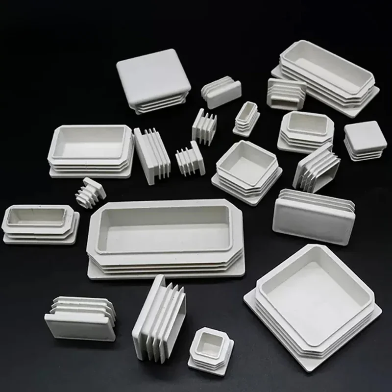1/2/5/10 pièces blanc Rectangle/carré embout d'obturation pied de Table coussinet tuyau en acier bouchon d'insertion 15x15mm-50x100mm