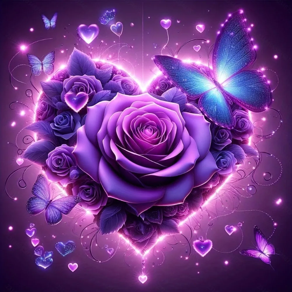 Heart Shaped Flower Pattern Diamond Painting Set, DIY Adult Full Diamond Home Decoration Painting Set, Adult Frameless Crafts