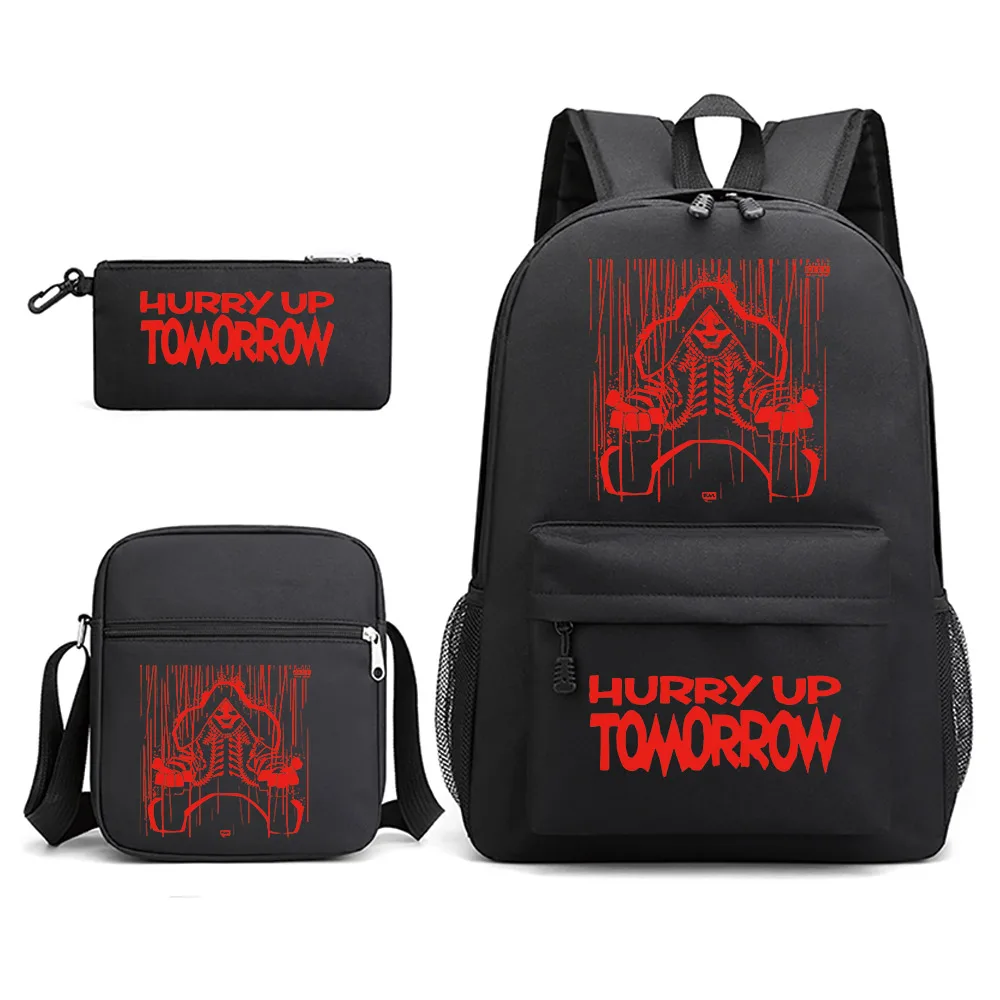 The Weekend Hurry Up Tomorrow Print Youth Backpack Set Student School Bag Shoulder Bag Pencil Case 3-Piece Set