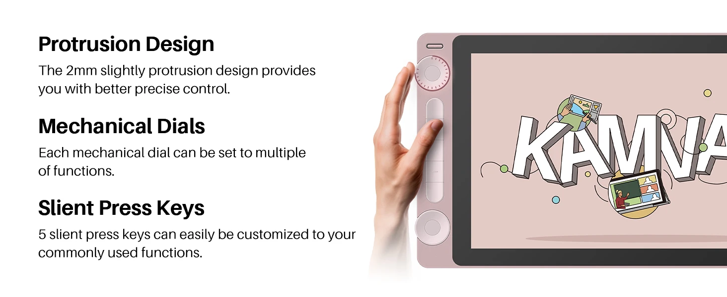 Huion Kamvas 13 (Gen 3) Graphics Tablet with Screen Pentech 4.0 16K Levels Pressure Pen Display Dual Dials 5 Press Keys