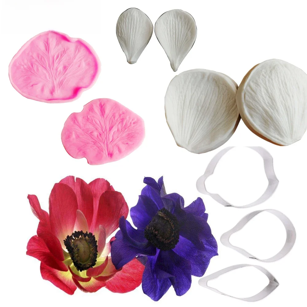 Anemone płatek Veiners formy silikonowe kremówka Sugarcraft Gumpaste gliny wody papieru ciasto dekorowanie narzędzia CS227 — zdjęcie 2