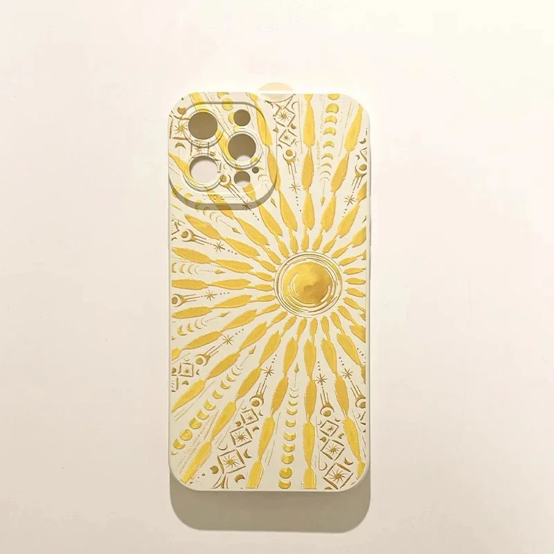 Coque soleil dorée de Style artistique d'été, pour Samsung Galaxy A56 A55 A54 A53 A63 A36 A35 A34 A33 A16 S25 Ultra S24 FE S23 Plus S22