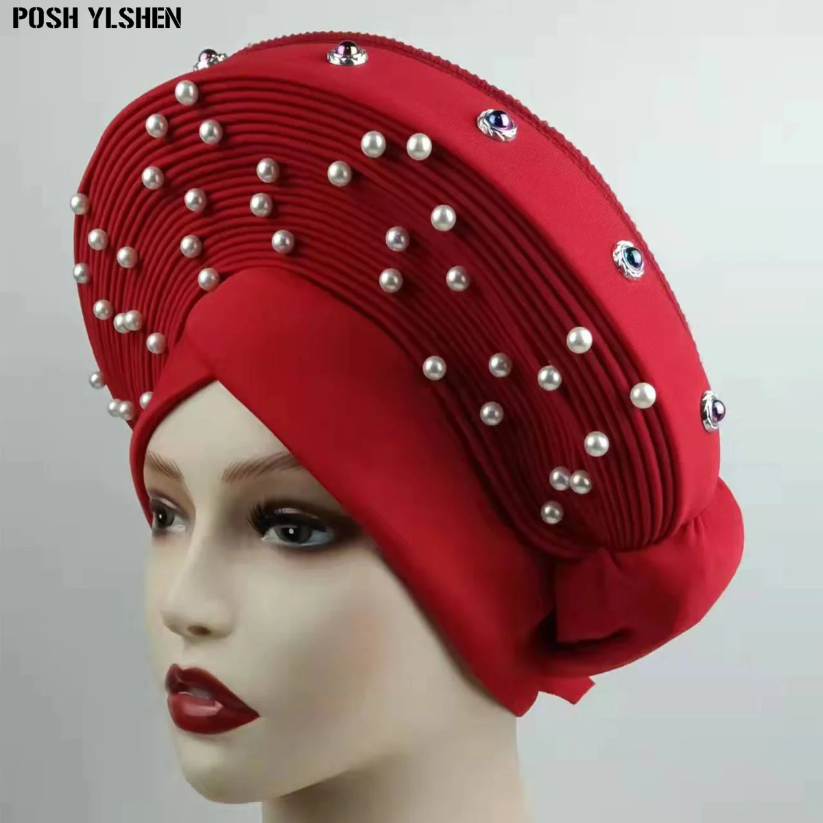 Space Layer Turban Femme Africaine 2022 Fold Bead African Cap Nigerian Wedding Gele Headtie Women Braid Turbans Lady Head Wraps