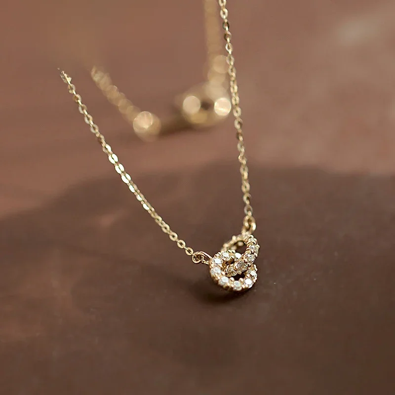 Metiseko 925 Sterling Silber Halskette 14K Gelb Gold Überzogene Doppel Kreuz Kreise von Klar
