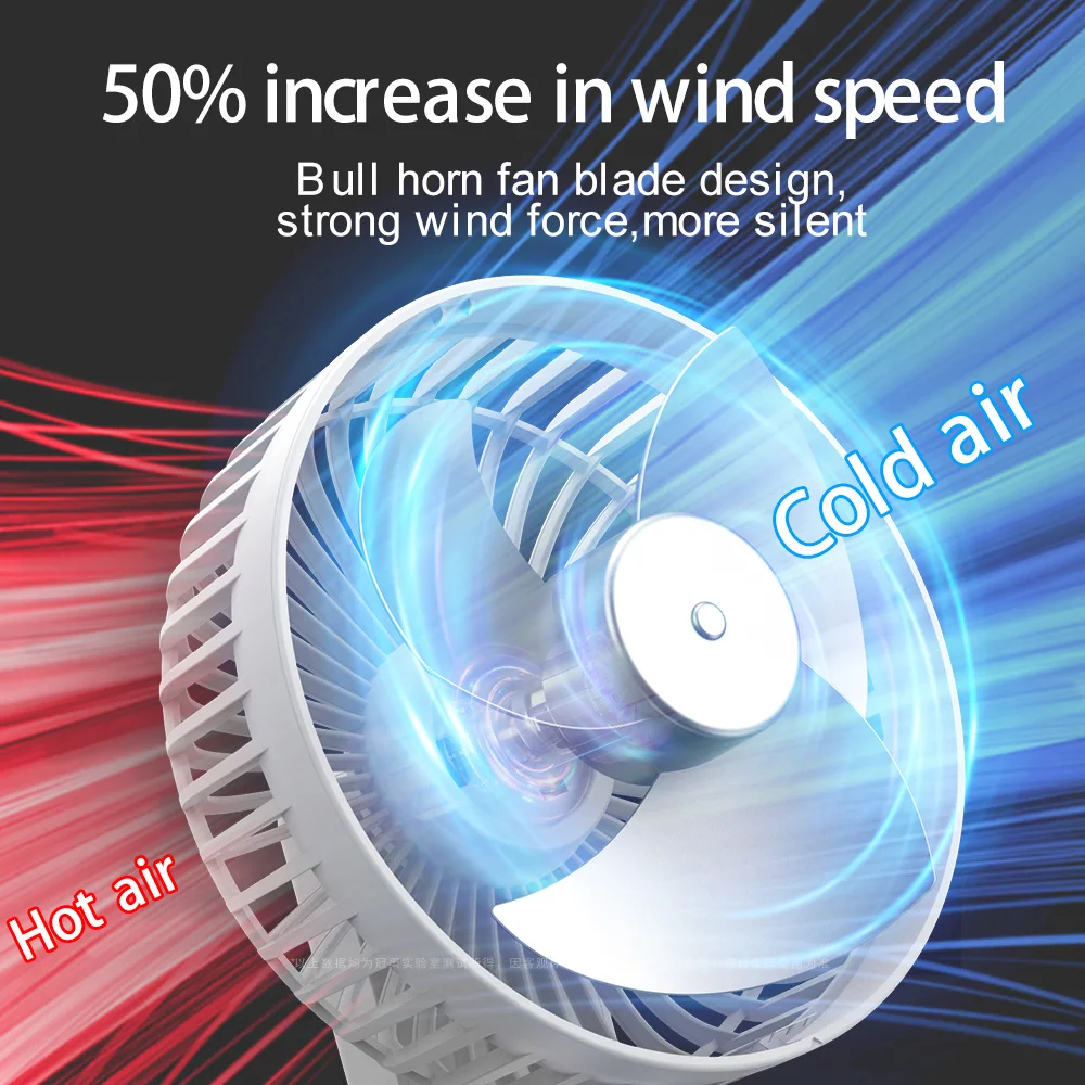 5000mAh Rechargeable Camping Ceiling Fan Desktop 9 Speed Strong Air Circulator Fan With LED Light Home Dormitory Clip-on Fan