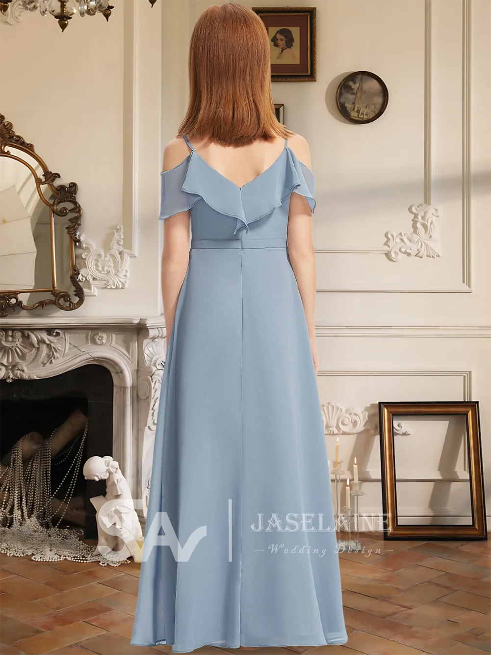 Прекрасные трапециевидные платья с V-образным вырезом длиной до пола, платья для подружек невесты, шифоновое платье с короткими рукавами для девочек-цветочниц, специальная свадебная вечеринка для девочек