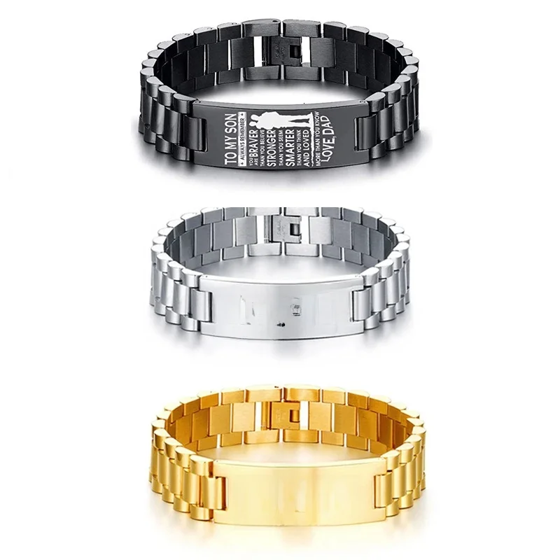 Dostosowane męska CHAIN LINK ID bransoletka trendy 15.5MM ze stali nierdzewnej spersonalizowane TAG nazwa PULSERAS DROPSHIP — zdjęcie 2