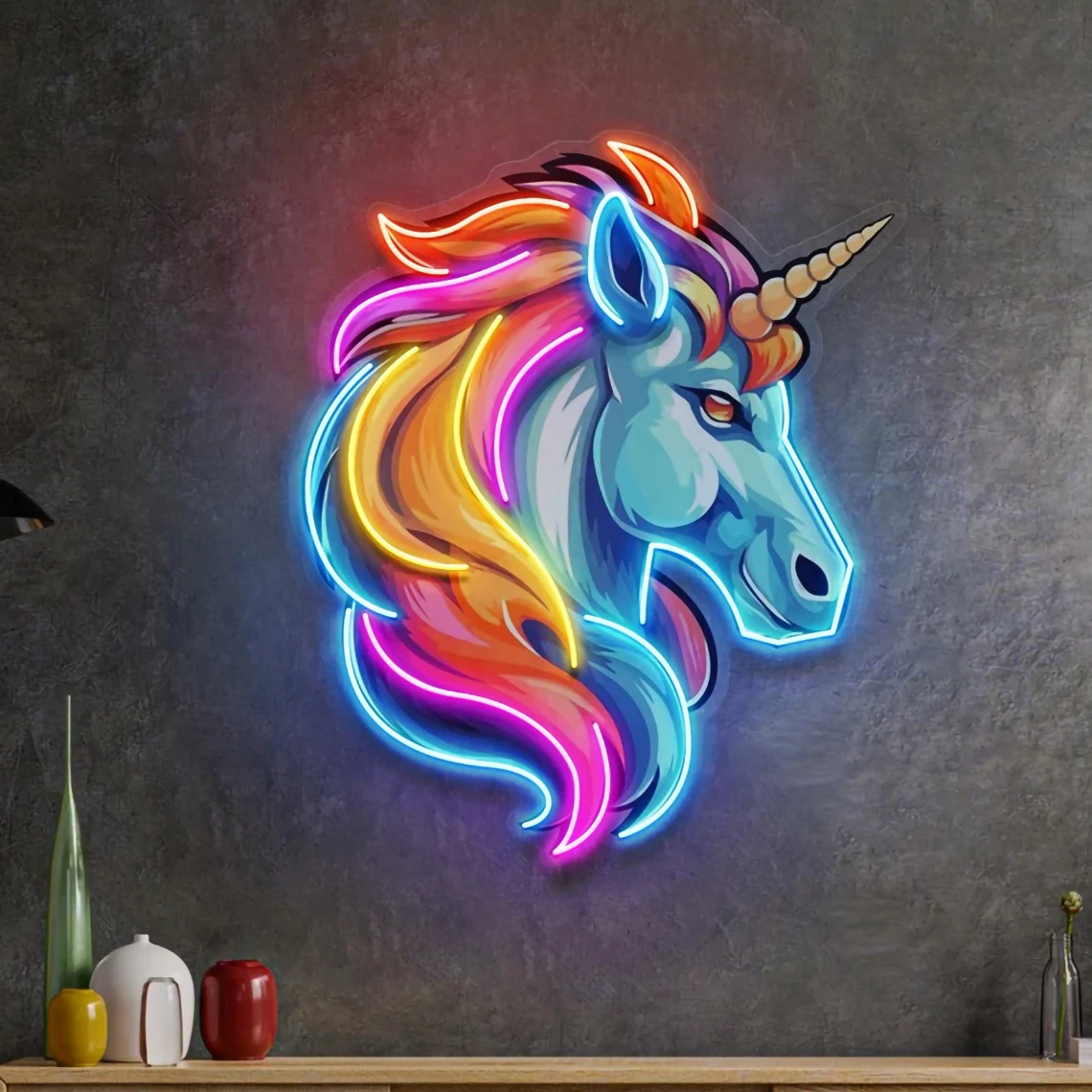 Unicorn Head Neon Sign Aesthetic Custom Neon Sign Home Decor Wall Decor Girl Room Decor Birthday Gift