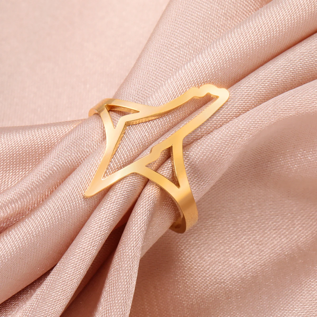 LIKGREAT إسرائيل البنصر الفولاذ المقاوم للصدأ الذهب اللون خواتم Geography اليهودية العصرية مجوهرات للنساء الرجال الهدايا بالجملة