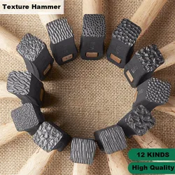 1PCS Jewelry Tool Texture Hammer with Wooden Handle Punch Printing Metal Mallet  For Jewelry Repair & DIY Carving Tools