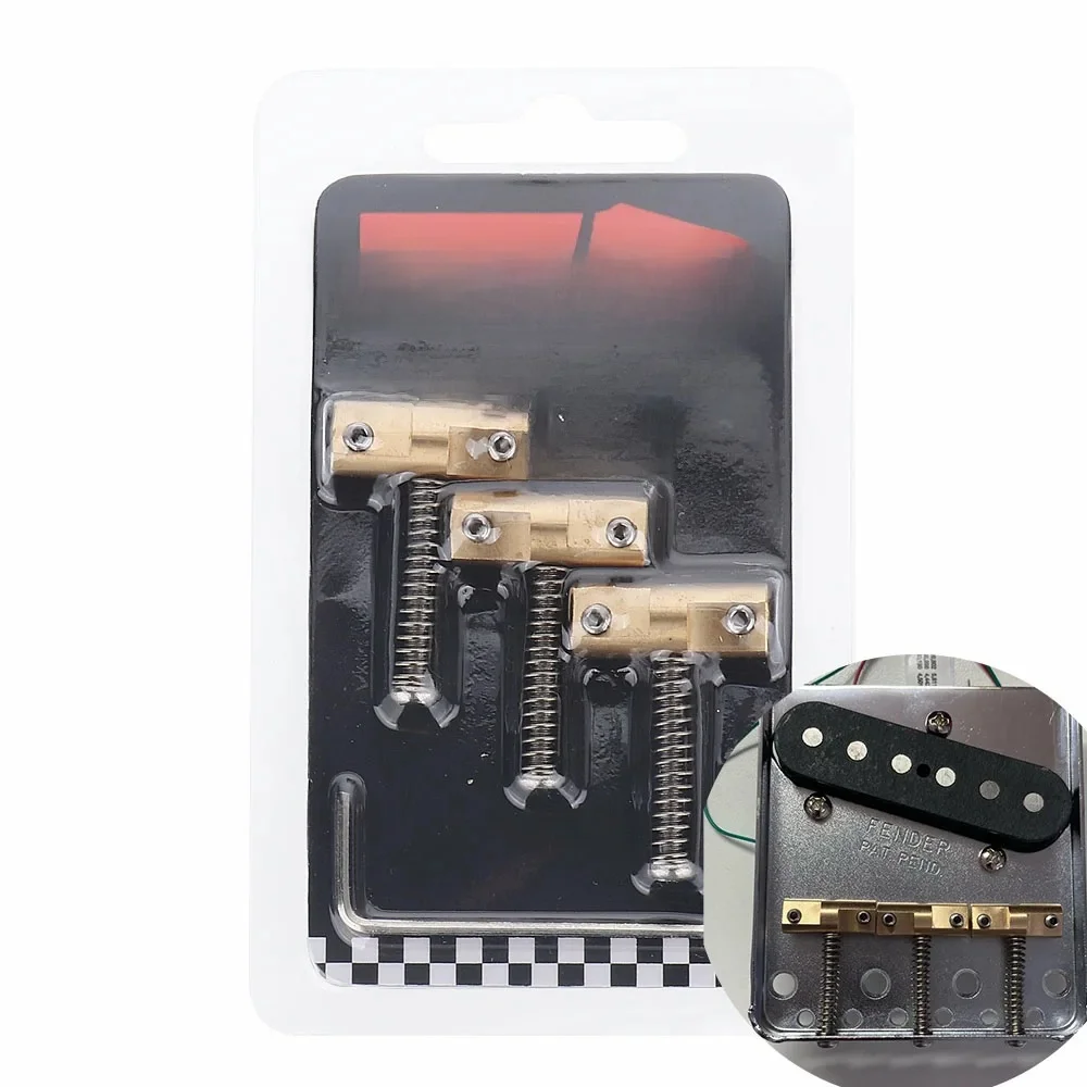 Wilkinson pont de guitare 3 pièces pont de guitare en laiton selles compensées pour pièce de rechange de guitare Tele Telecaster
