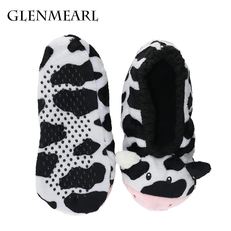 Women's Winter House Slippers Shoes Indoor Floor Warm Soft Comfortable Non-slip Animals Cartoon Home Cute Brand Ladies Flat Shoe