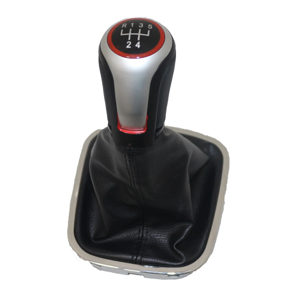 5 Speed Car Shift Gear Knob With Chrome Leather Boot For VW Polo 6R Polo Sedan 2010 2011 2012 2013 2014 2015 2016 2017