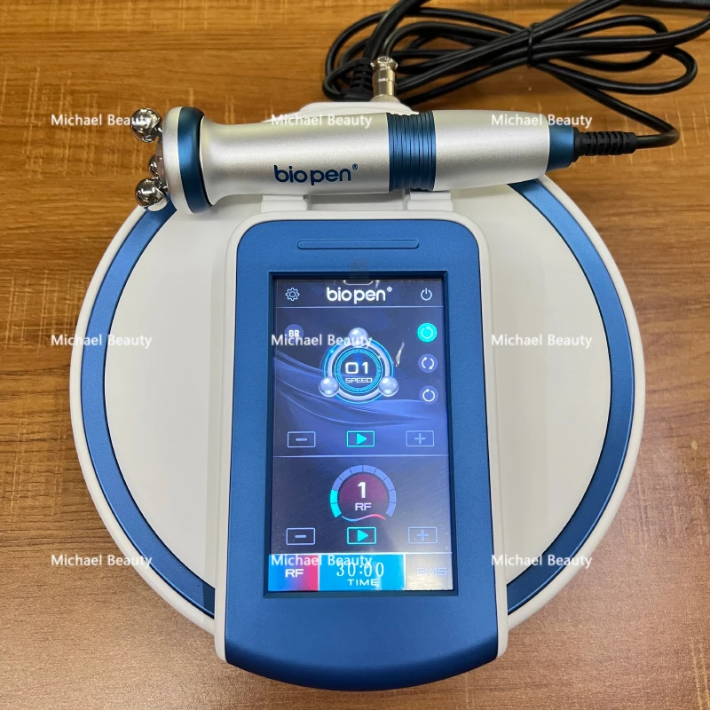 Elektryczny Bio Pen 360 rot RF z niebieskim światłem EMS Roller urządzenie do masażu Lifting twarzy odmładzanie skóry do użytku domowego urządzenie