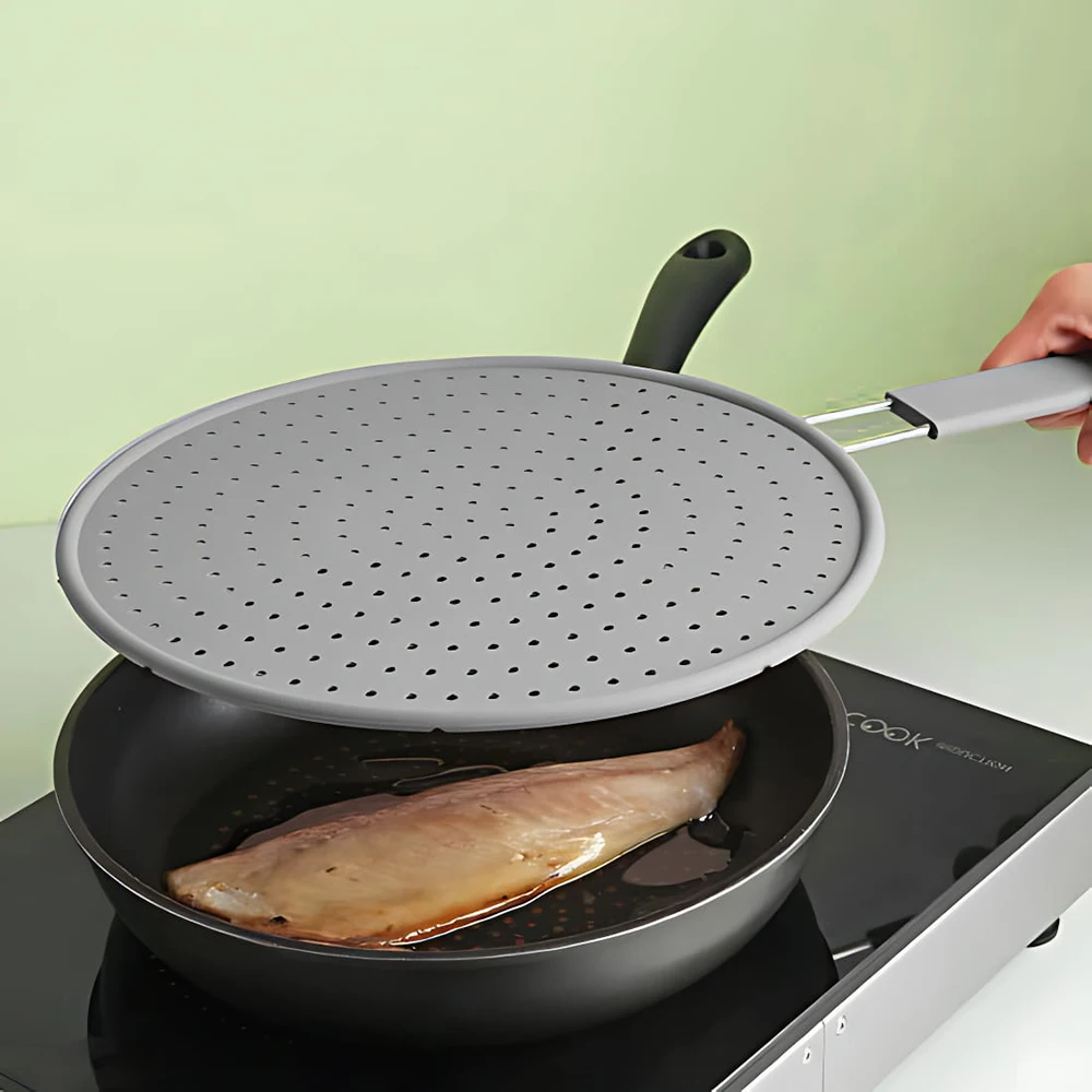 Safety inspection completed, frying pan lid, fish, meat, frying pan cover, Pan cap, oil-proof