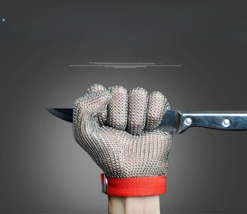 Handsave maliënkolderhandschoen, snijbestendige handschoen Food Grade, roestvrijstalen gaas metalen slagershandschoen Oester Shucking Kitchen