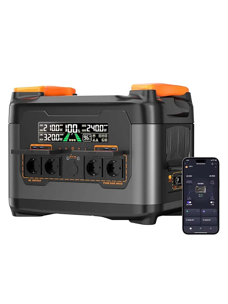 NECESPOW S2400 Draagbare Powerstation, 2400W Uitgangsvermogen, 2048Wh LiFePO₄, 20ms UPS Backup, 13 Poorten, 1,5 uur Snelladen, App-besturing - afbeelding 2