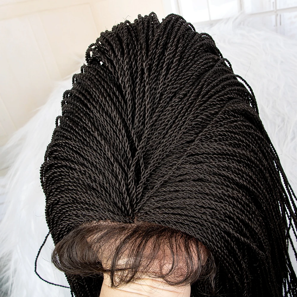 22 zoll Synthetische Gerade Twist Geflochtene Perücken mit Baby Haar für Schwarze Frauen Hitze Beständig Spitze Frontal Flechten Haar Perücke