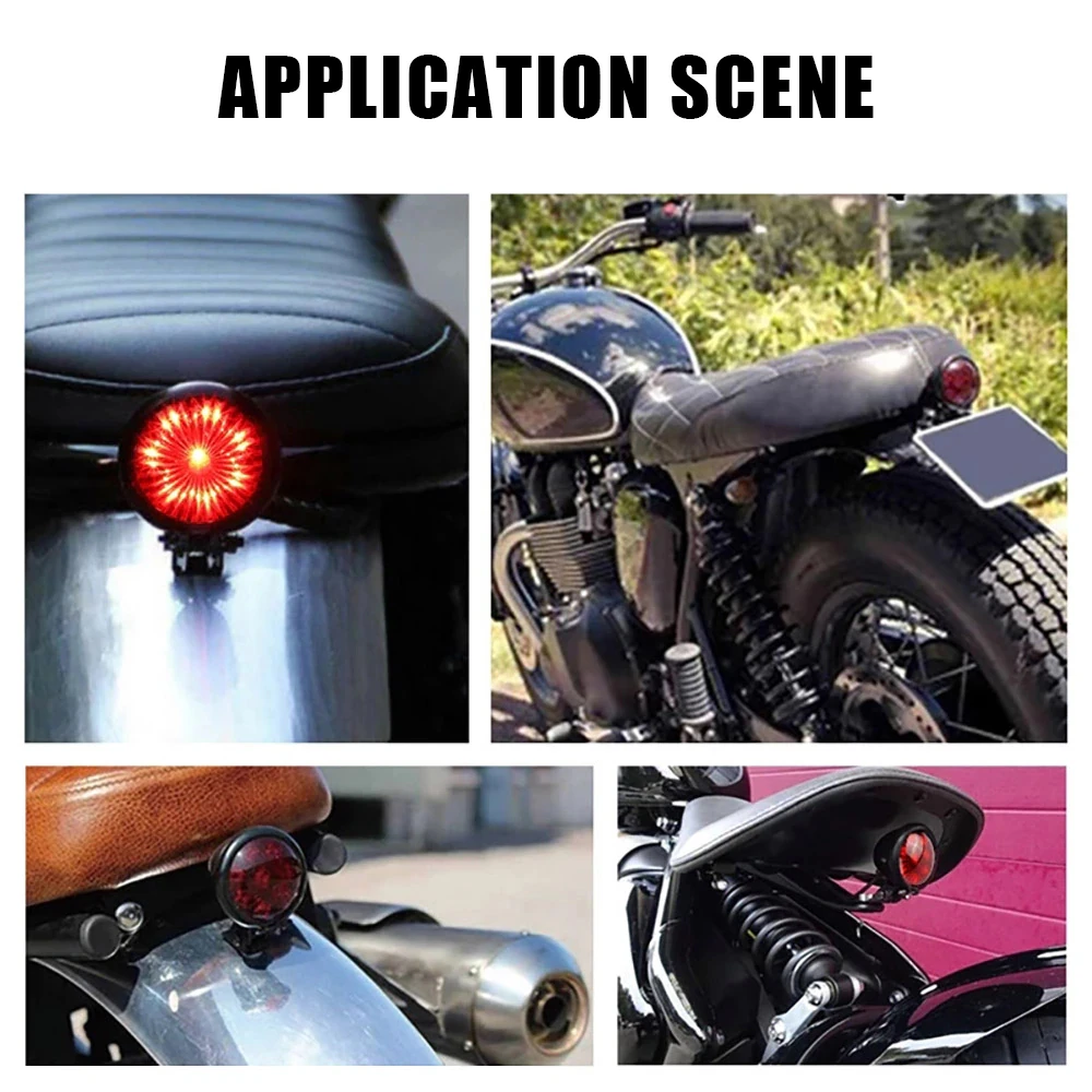 12V Taillights Motorcycle Brake Light LED Motorbike Stop Rear Tail Lamp Red Compatible With Chopper Bobber Cafe Racer StreetBike