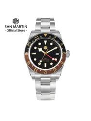 San Martin Root Beer Classic Vintage Luxury Men's Watch 39mm NH34 GMT Automatic Mechanical Watch Sapphire Waterproof 100m SN0109