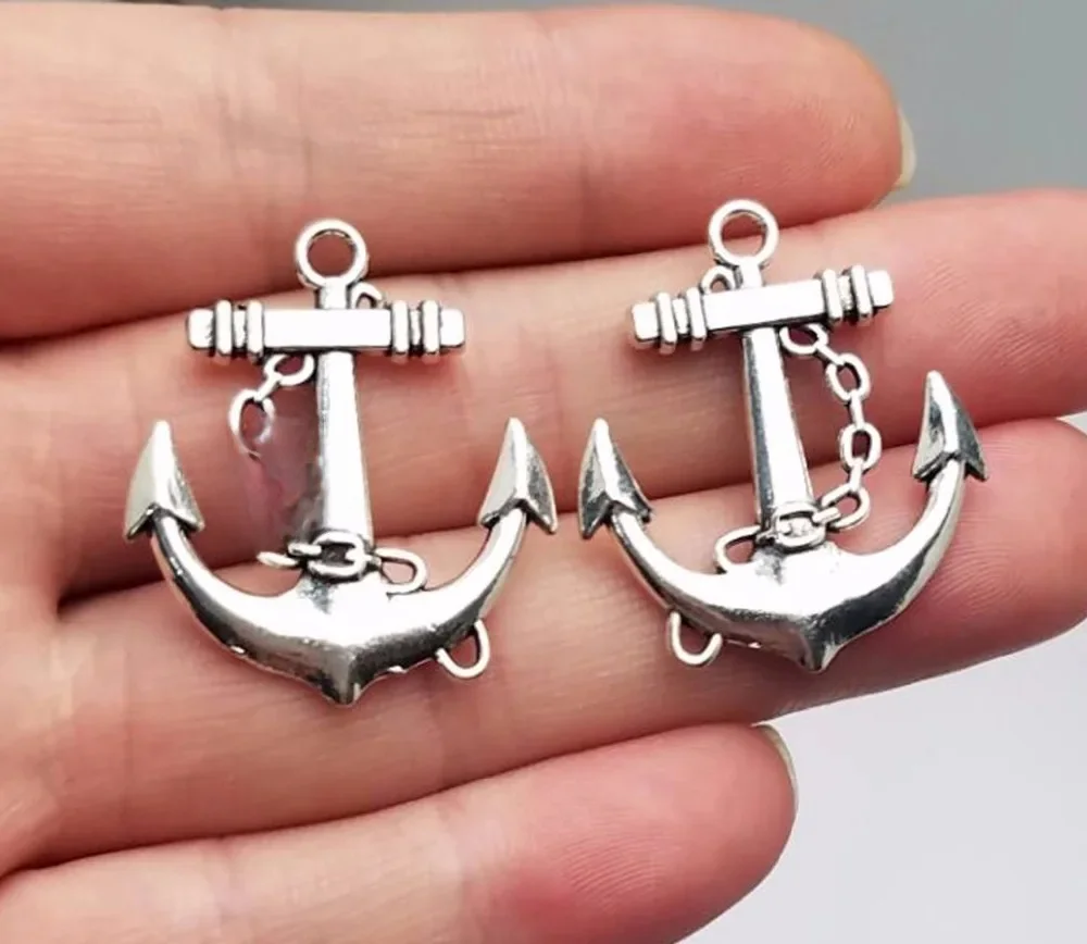 10 sztuk/partia-30x27mm srebrny złoty brąz Plated kotwica Charms wisiorek dla DIY brelok dostaw biżuteria dokonywanie ustalenia akcesoria — zdjęcie 2