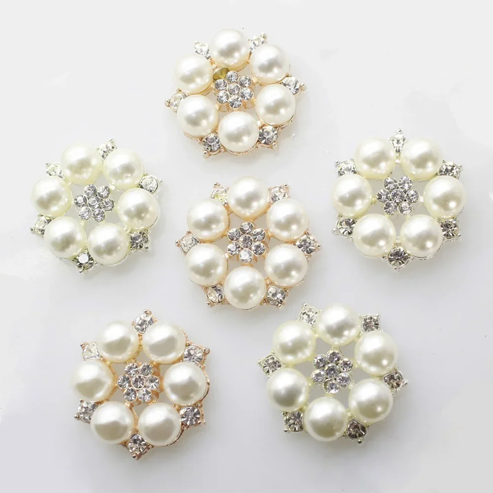 10 sztuk/partia 25mm Fower Pearl stop owalne DIY biżuteria odzież akcesoria Rhinestone zaproszenia ślubne udekoruj płaski tył Metal — zdjęcie 2