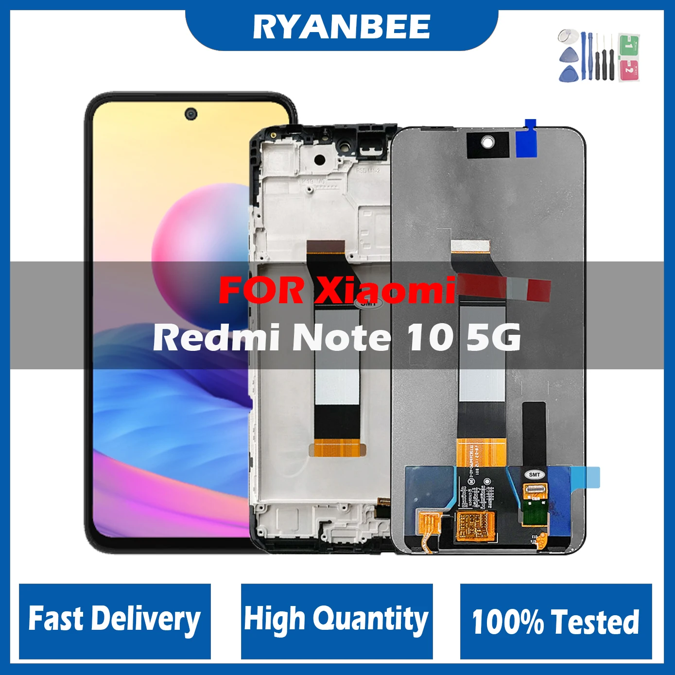 

100% протестированный ЖК-дисплей для Xiaomi Redmi Note 10 5G дисплей сенсорный экран дигитайзер в сборе для redmi note 10 5g LCD с задней крышкой