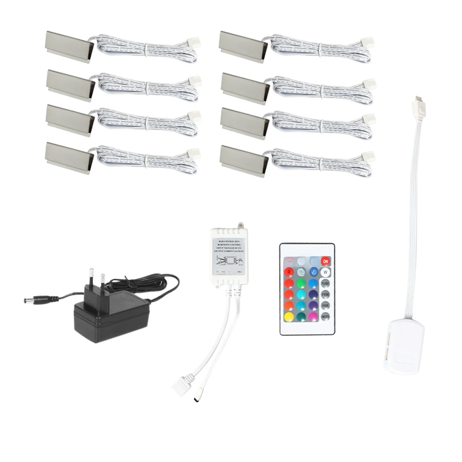 LED-clip op glazen plankverlichting onder kast Nachtverlichtingsset voor glazen randplank met afstandsbediening (6 lampjes, RGB) - afbeelding 2