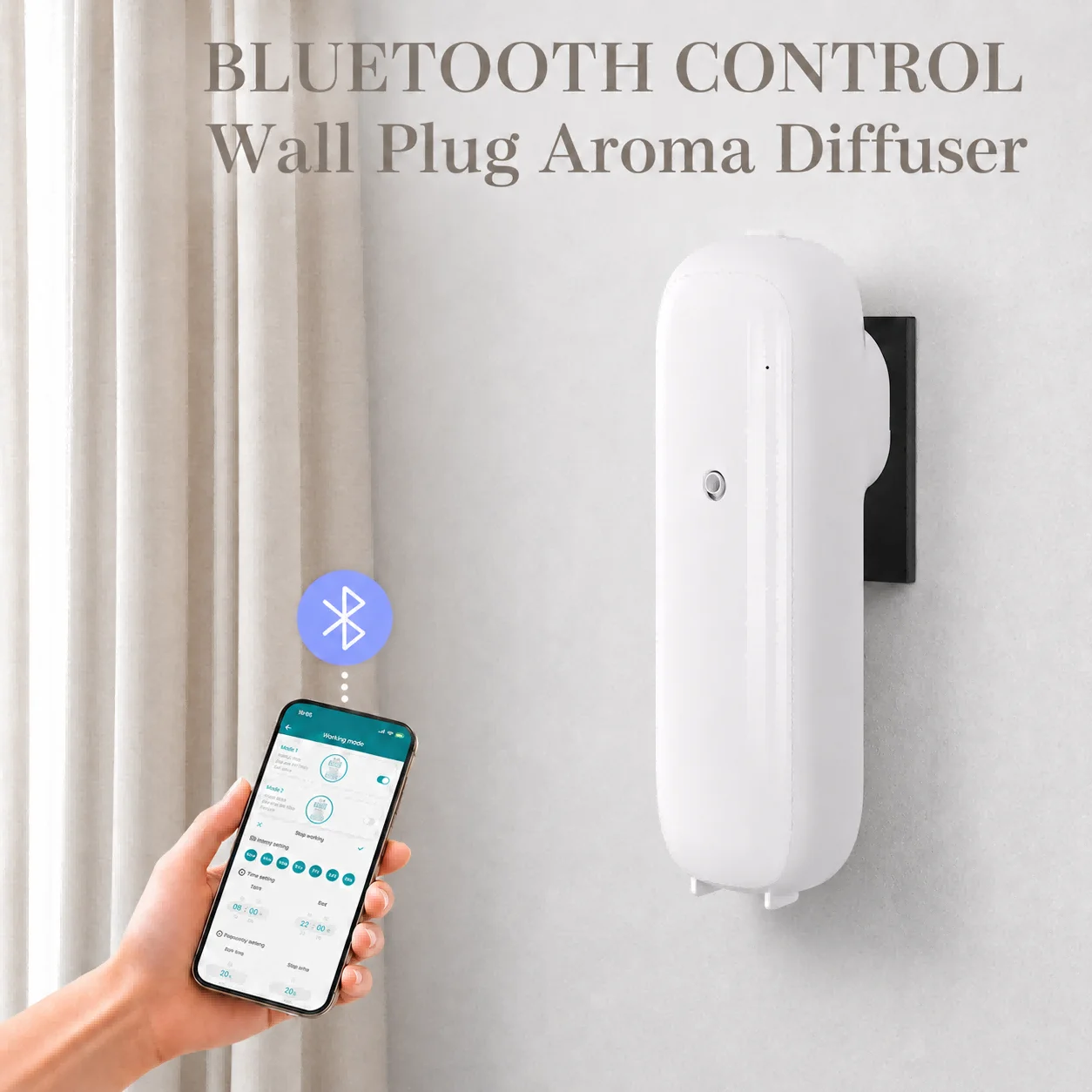Bluetooth Wall Plug Fragrance Diffuser Smart Waterless Essential Oil Aroma Machine Air Freshener for Home Room Hotel Bathroom