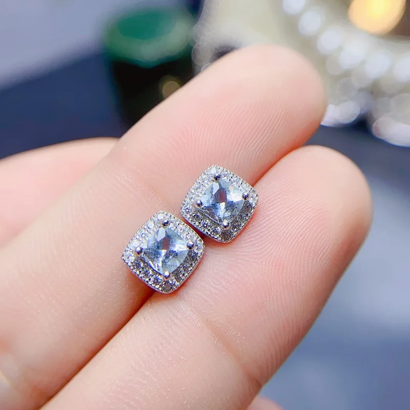 

KJJEAXCMY boutique jewelry with no impurities, natural aquamarine gemstones for women, 925 silver earrings, give to girlfriend
