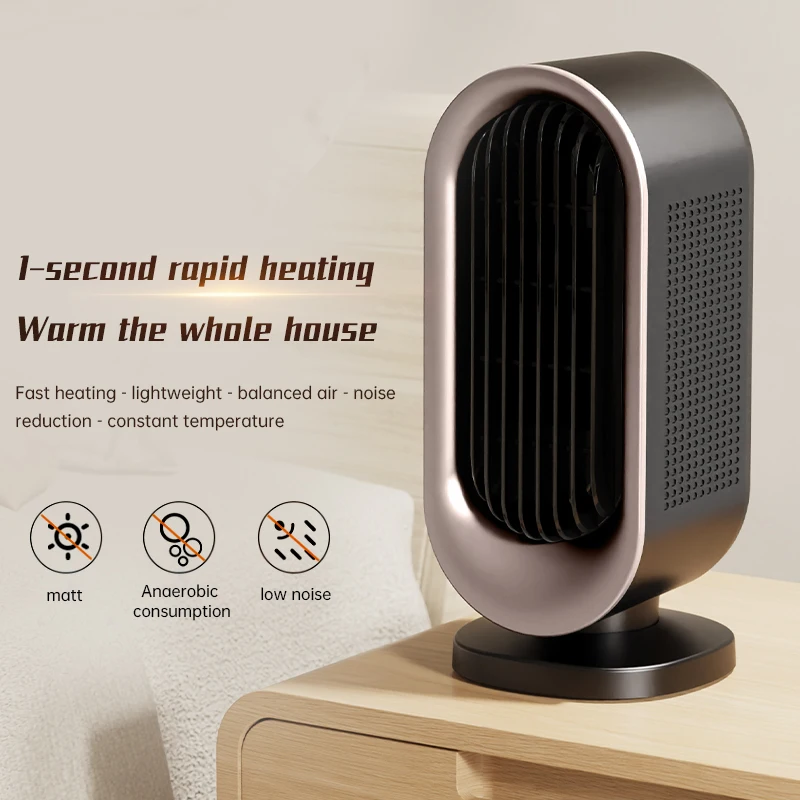 1200W PTC Ceramic Desktop Heater Space Heater Silent Low-Energy No Glowing with Overheat Protection Fireproof Material Tip-Over Power-Off for Home Office Living Room Bedroom Outdoor Travel White Gray view 2