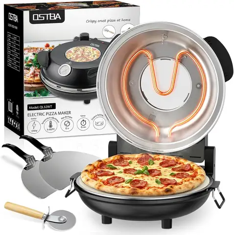 Electric Pizza Oven Indoor, 12-Inch Countertop Pizza Maker, 800°F
