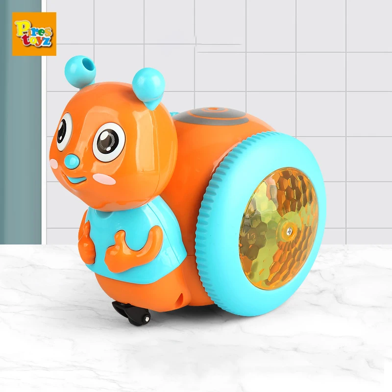 Caracóis elétricos engraçados para crianças, rotação de 360 °, caminhada com música leve, modelo animal de desenho animado, brinquedos educativos, presente infantil