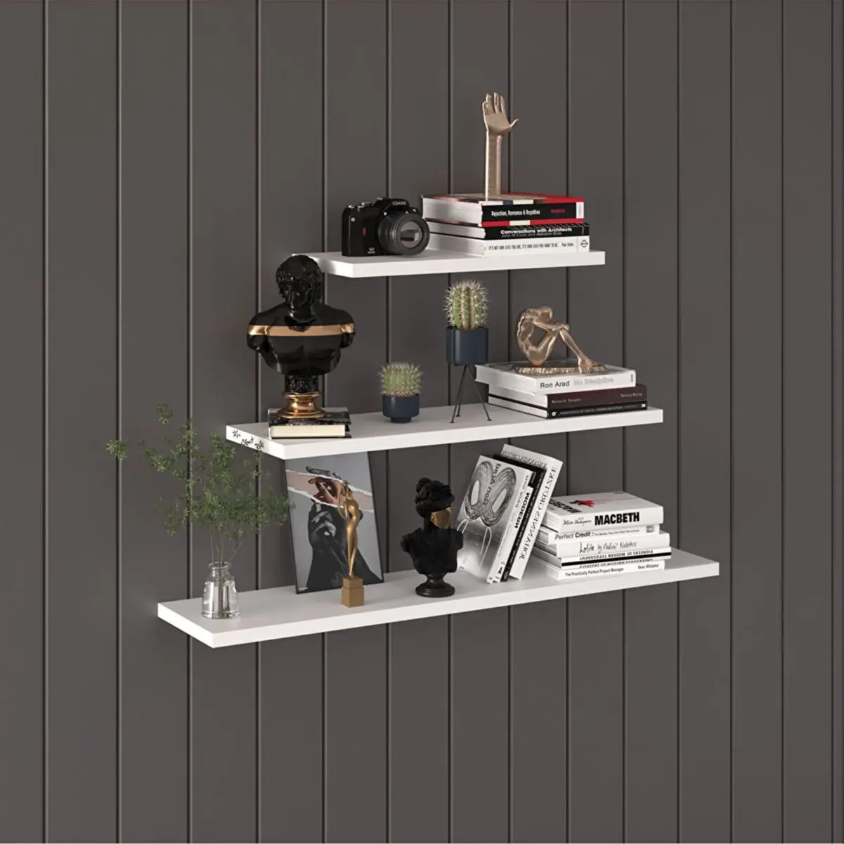 

3 Pieces Modern Decorative Wall Shelf Organizer Bathroom Kitchen Bookshelf Living Room Bedroom Wall Shelf and Items Storage