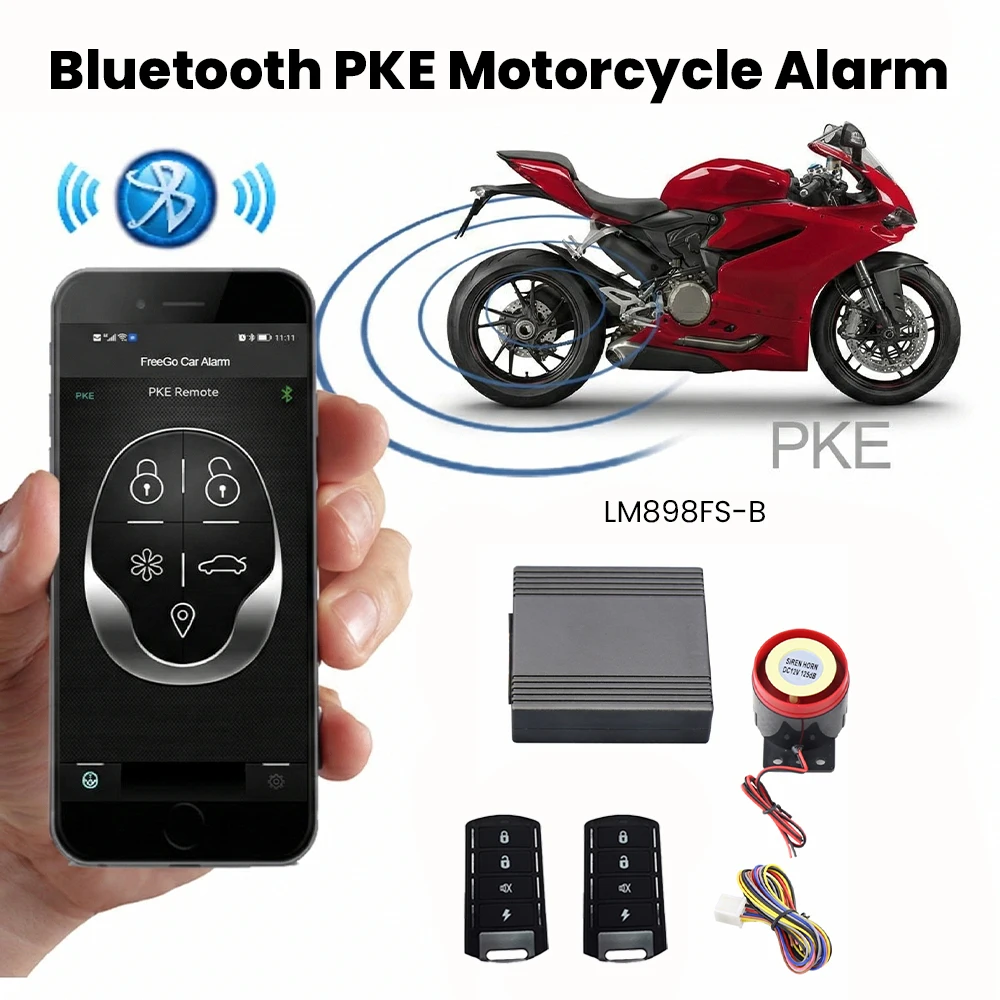 

NTO Anti-Theft Alarm System for Motorcycles One-Way Remote Control with PKE and Bluetoot