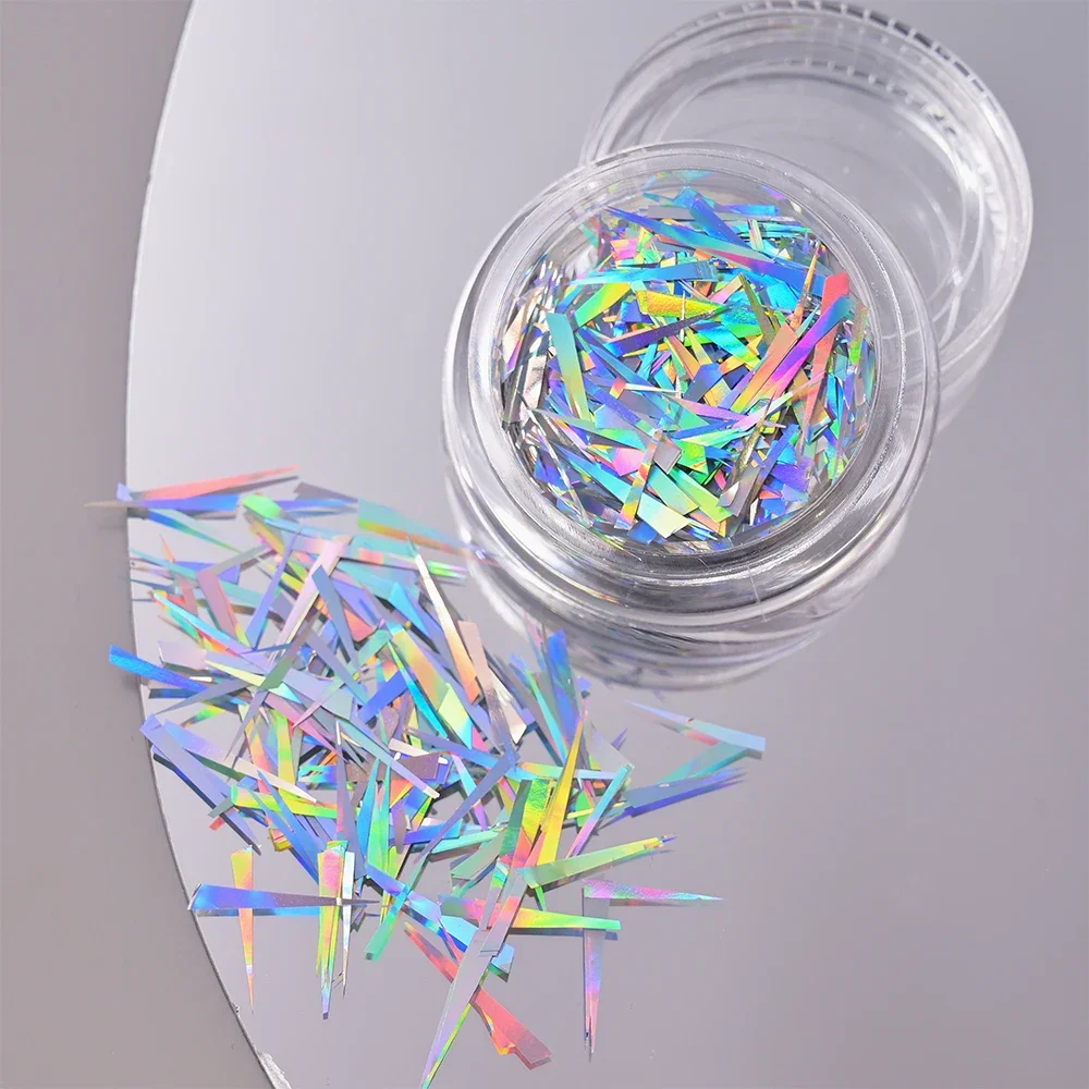 1-Glas-Nagelaufkleber mit Glaseffekt, Dekoration, Aurora-Glaspapier, Nagelkunst, Pailletten, Glitzer-Abziehbilder, transparente Farbe, Zubehör