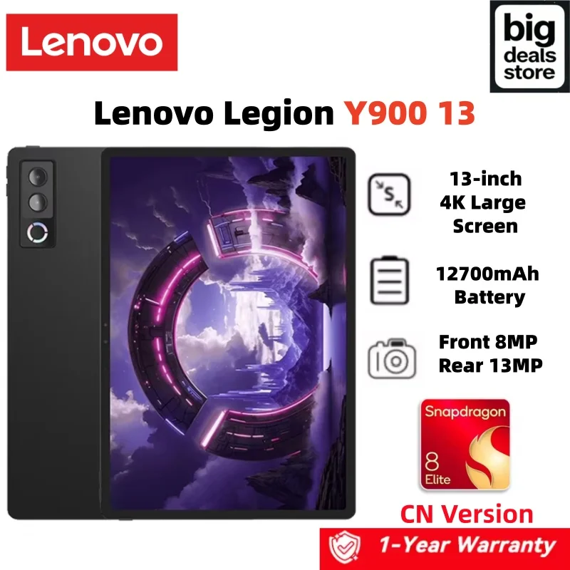 Lenovo Legion Y900 13 Snapdragon 8 Elite 13" 4K Display 13MP 12700mAh Battery 68W Dolby Vision Atmos Android Pad