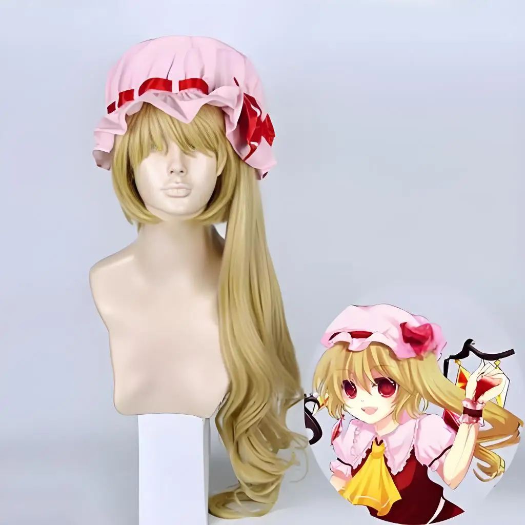 Touhou Projekt Cosplay Perücke Flandre Scarlet Blonde Hitzebeständige Faser Anime Haar Kostüm Zubehör