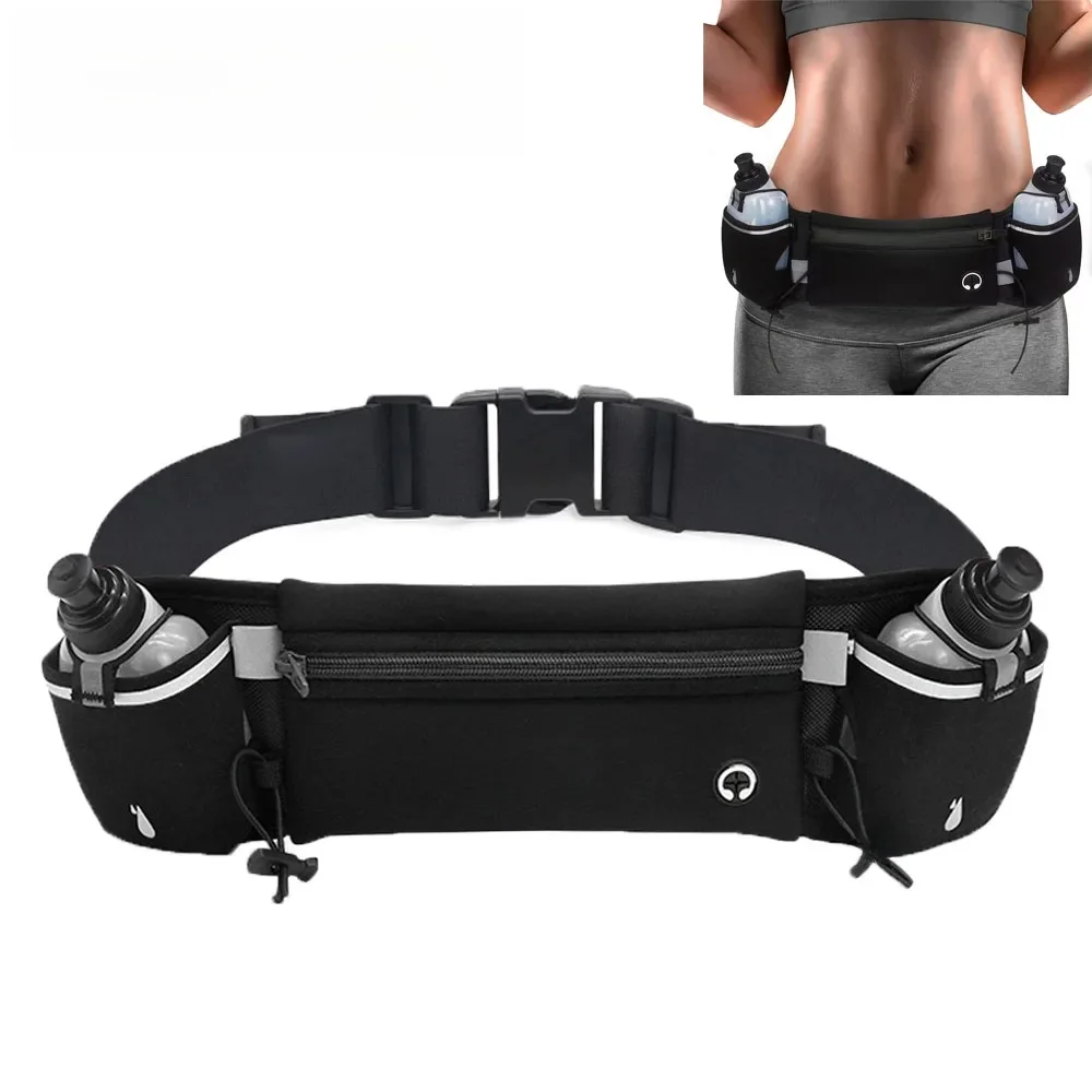 Ceinture de course avec bouteilles d'eau, 1 pièce, sac banane pour téléphones de 7 pouces, sac de taille pour course à pied, randonnée, escalade