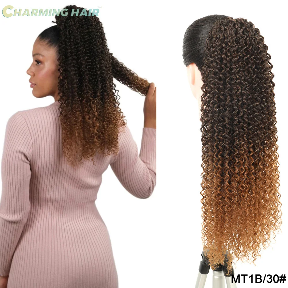 Rabo de Cavalo Orgânico Cacheado Cabelo ملحقات الأنثوية الأفرو Cacheado Fibra Resistente ao Calor de Alta Qualidade 70 سنتيمتر 180 جرام #5