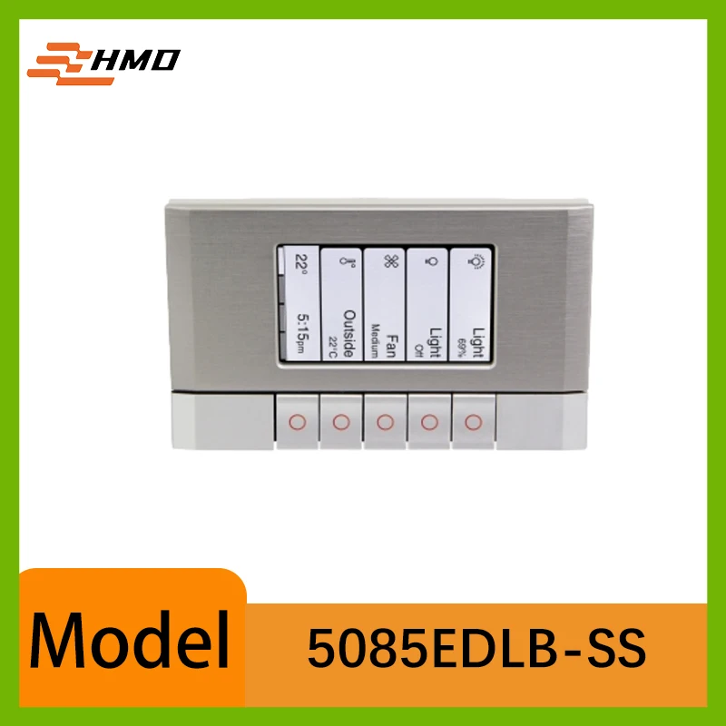 5085EDLB-SS C-Bus 5 Key Wall Plate eDLT Dynamic Labelling Tri Color LED Stainless Steel Smart Home