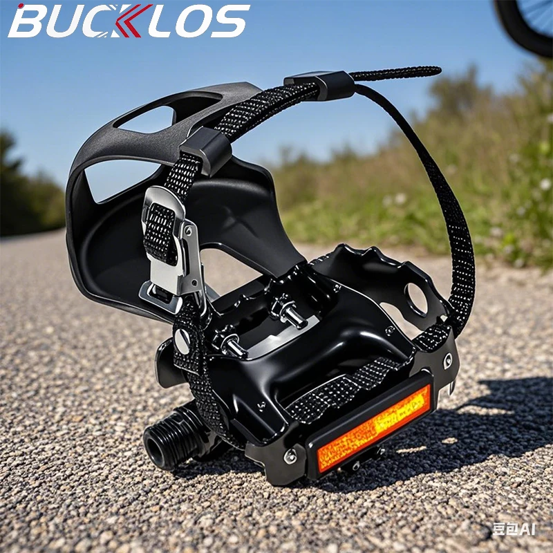 

BUCKLOS велосипедная педаль, дорожная MTB педаль с зажимом для пальцев, нескользящая педаль для велотренажера в помещении, динамические велосипедные педали, часть велосипеда