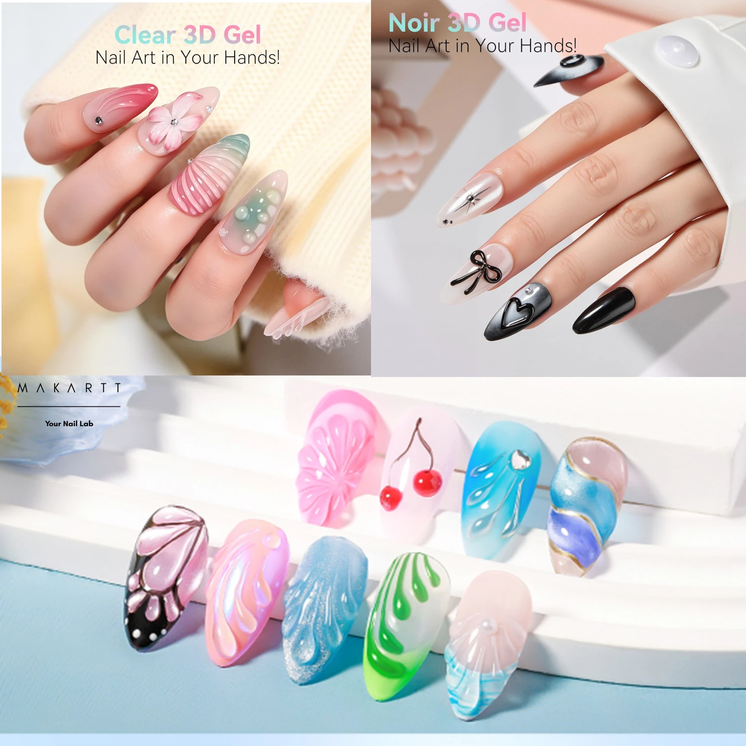 جل أظافر Makartt ثلاثي الأبعاد - جل نحت شفاف ونور لتصاميم الأظافر المنقوشة بنفسك - لا يمسح غراء أظافر أنبوبي سهل الضغط #3