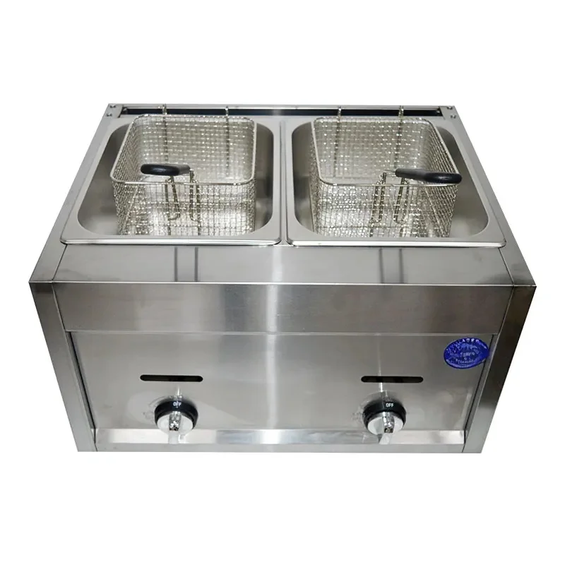 Friteuse à gaz commerciale 12L, Double cylindre, en acier inoxydable, pour frites, JX-11